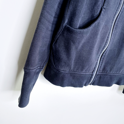 lululemon 2019 black scuba full zip light fleece hoodie - size 10