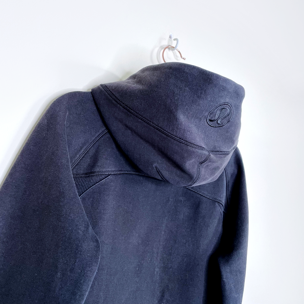 lululemon 2019 black scuba full zip light fleece hoodie - size 10