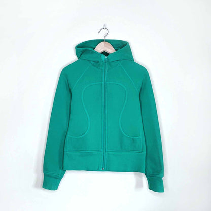 lululemon kelly green scuba hoodie - size 2/4
