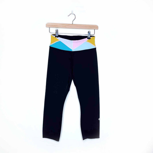 lululemon reversible multi-colour panel waist tights - size 4