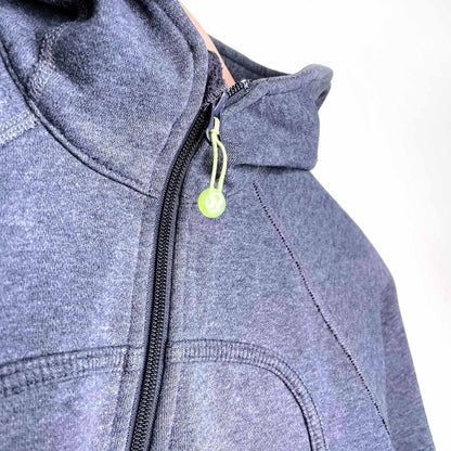 lululemon heather grey scuba hoodie with lime logo - size 6