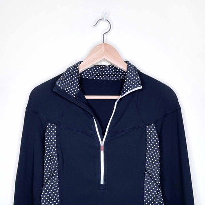 lululemon 1/2 zip running long sleeve with polka dot panel - size 6