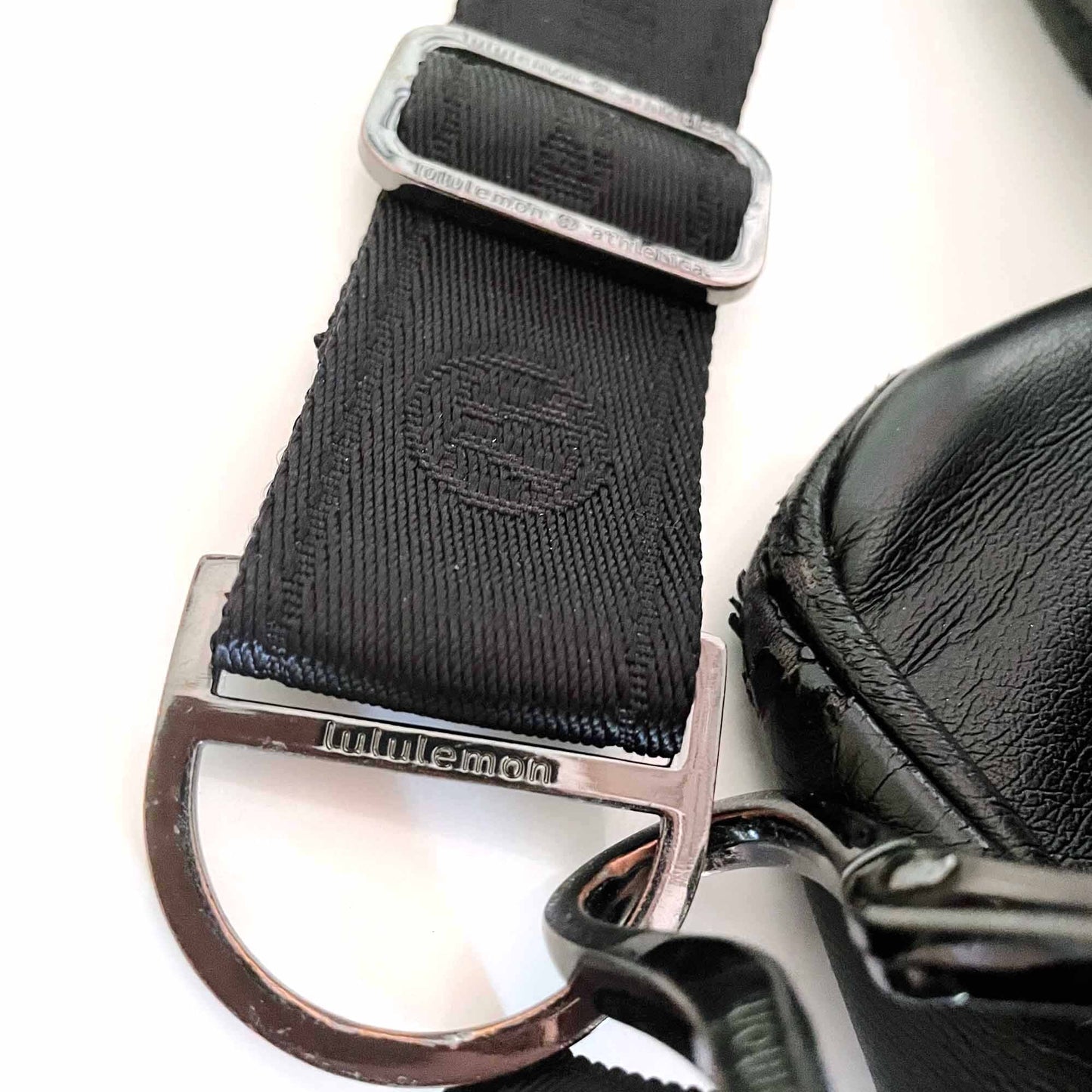 lululemon faux leather gym travel bag with ruffle trim