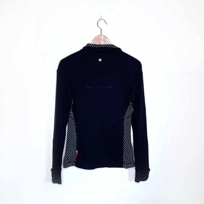 lululemon 1/2 zip running long sleeve with polka dot panel - size 6