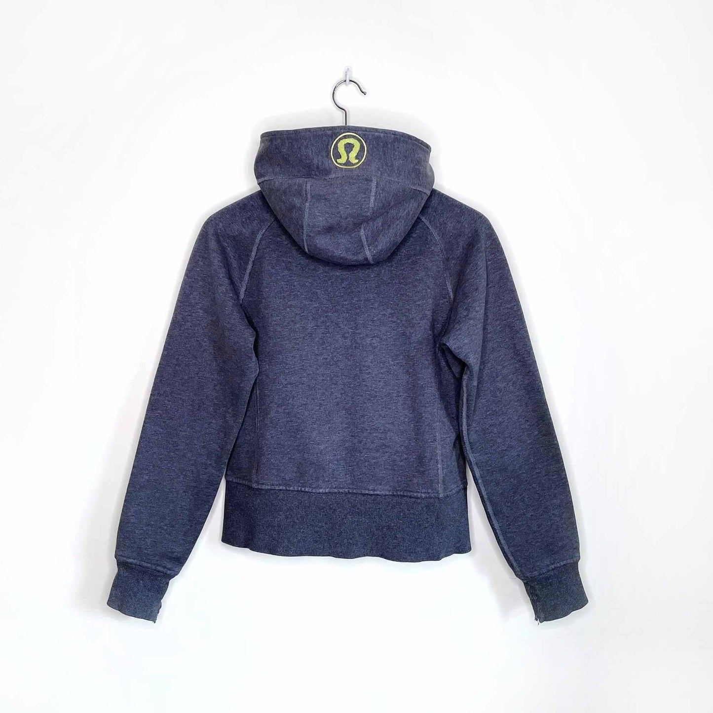 lululemon heather grey scuba hoodie with lime logo - size 6