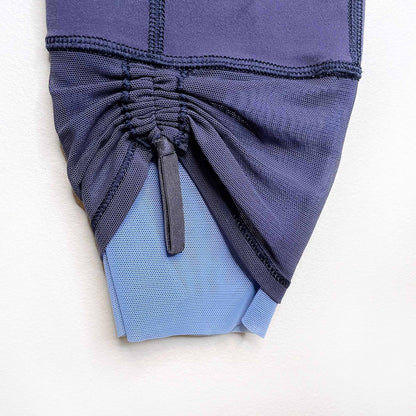 lululemon 23" crop leggings with sheer ruching tie back hem - size 6