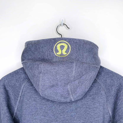 lululemon heather grey scuba hoodie with lime logo - size 6