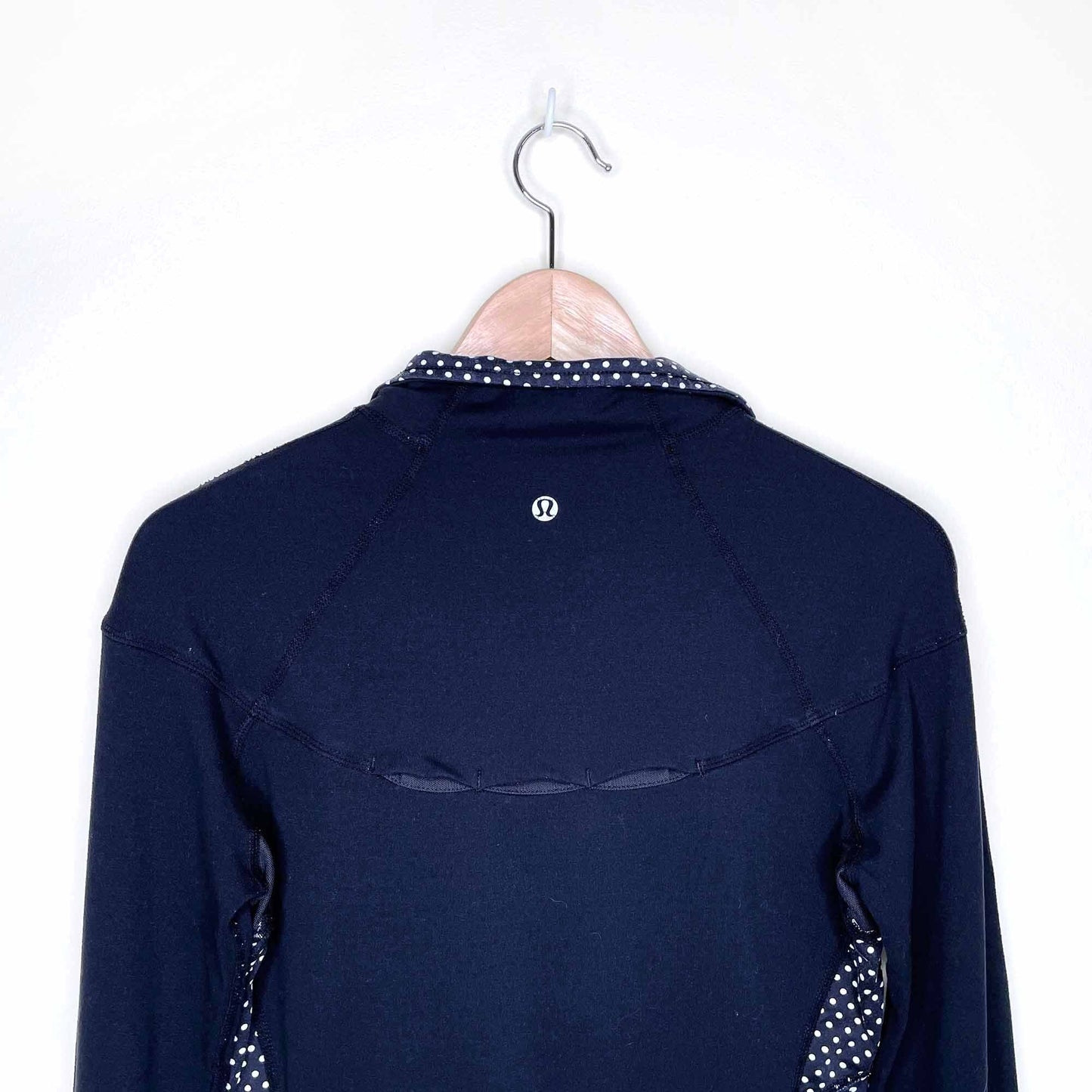 lululemon 1/2 zip running long sleeve with polka dot panel - size 6