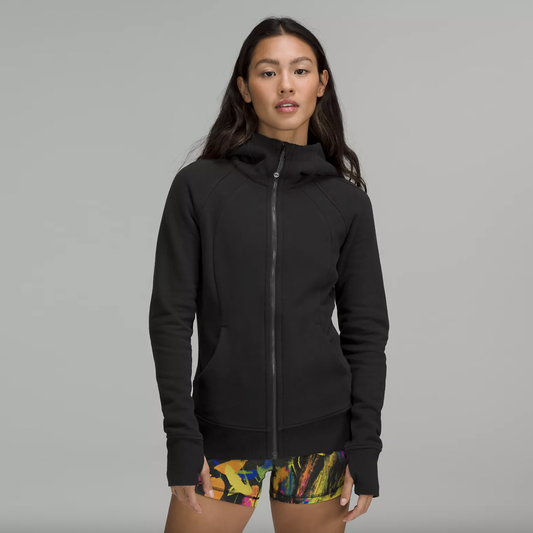 lululemon 2019 black scuba full zip light fleece hoodie - size 10