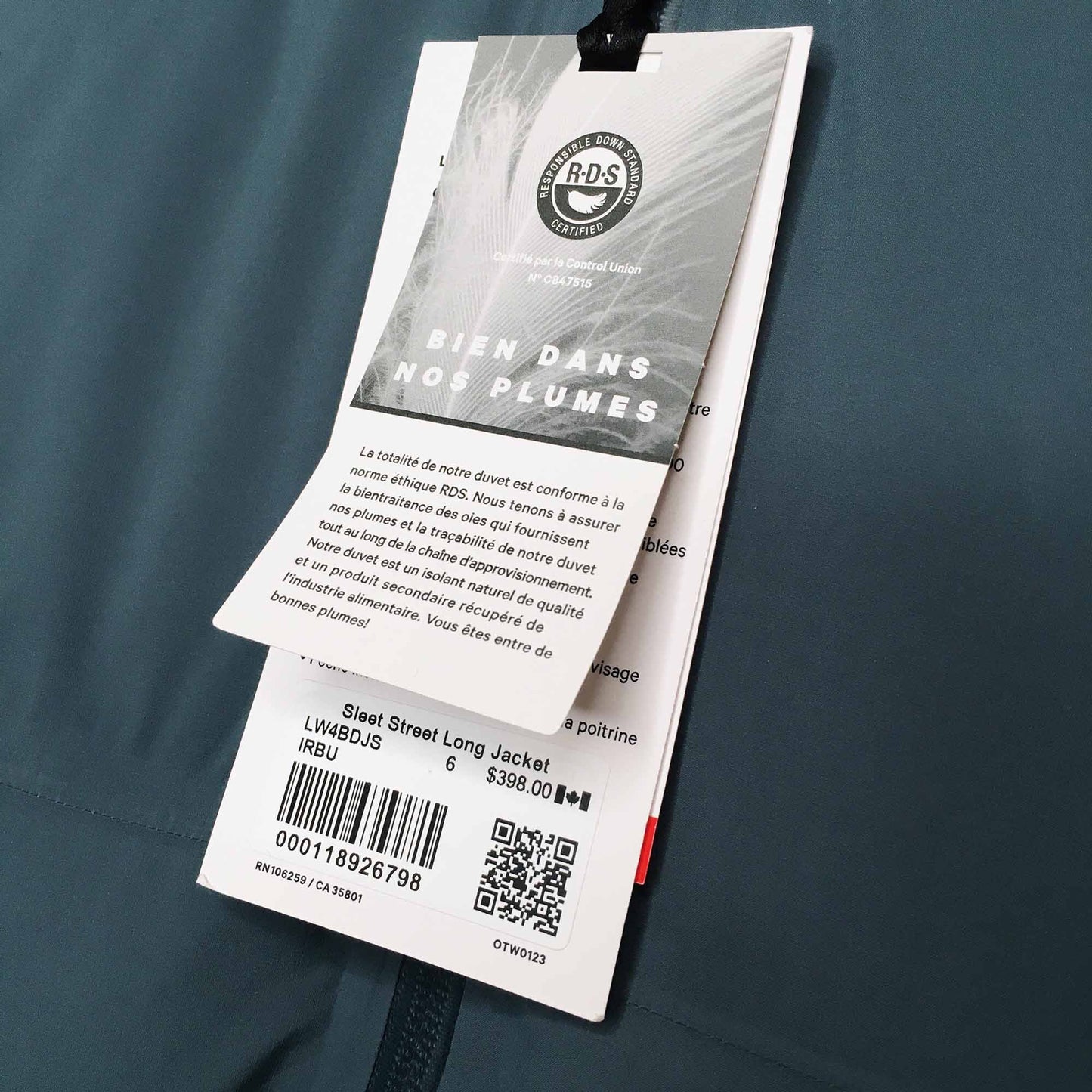 lululemon Sleet Street long down puffer jacket - size 6