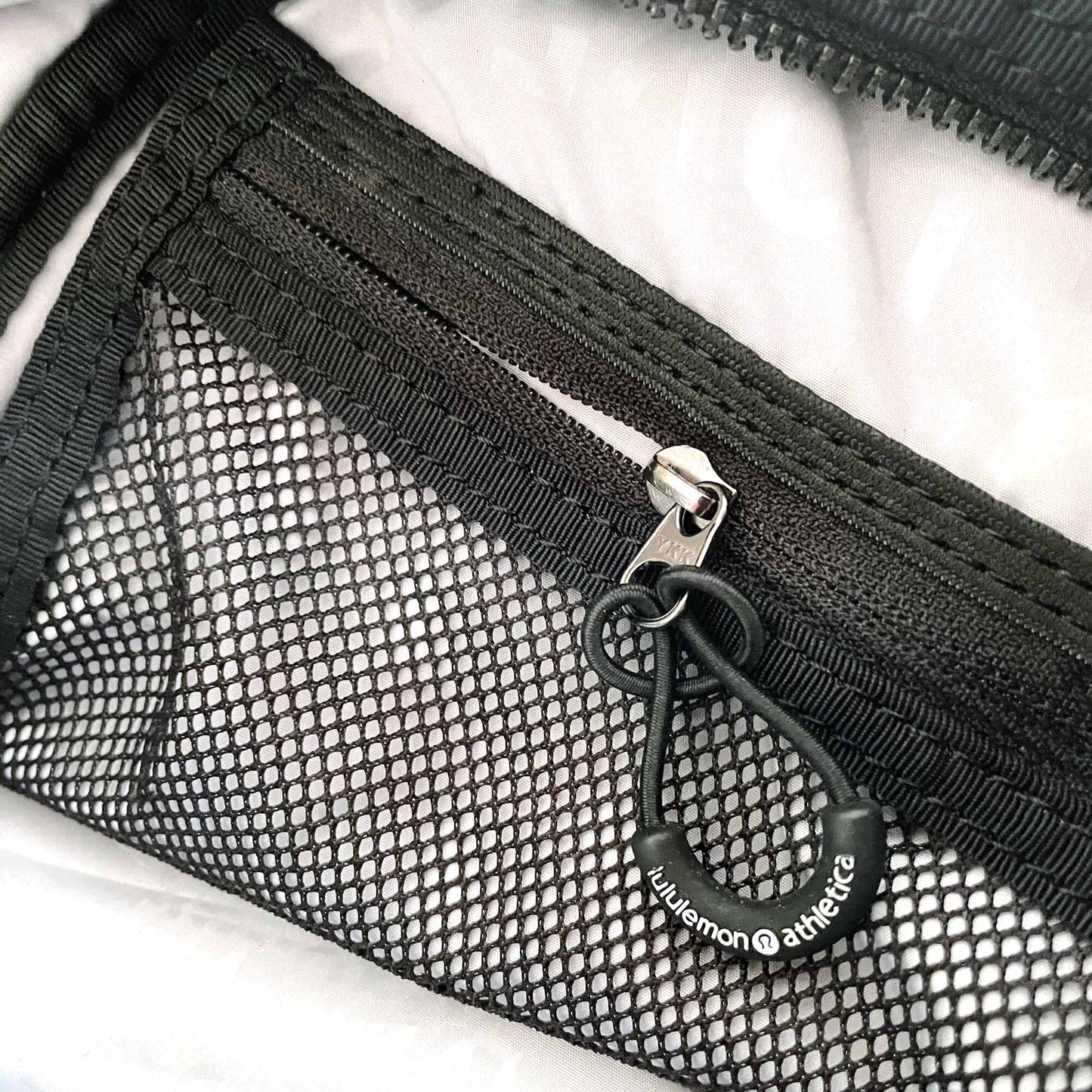 lululemon faux leather gym travel bag with ruffle trim