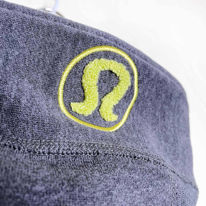 lululemon heather grey scuba hoodie with lime logo - size 6