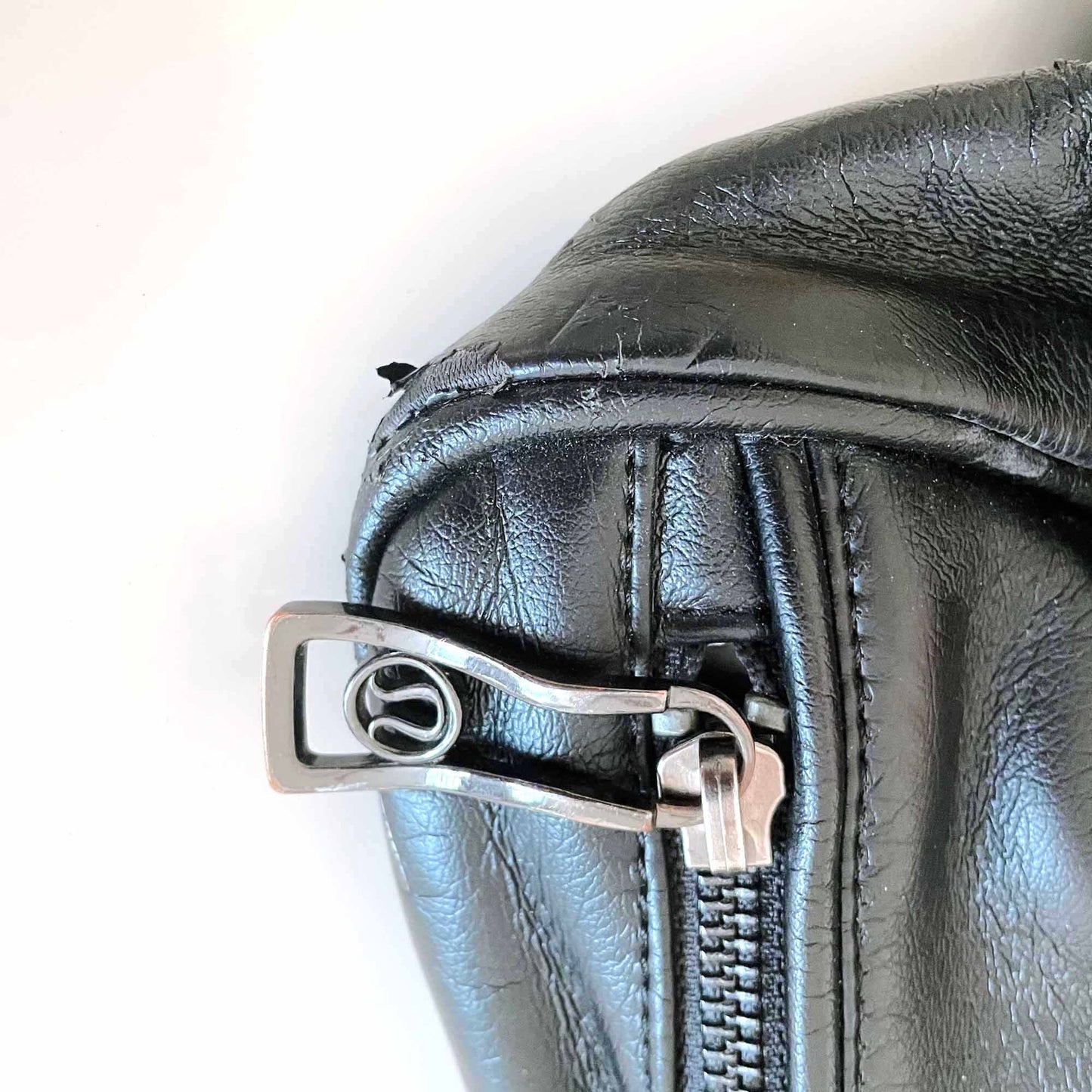 lululemon faux leather gym travel bag with ruffle trim