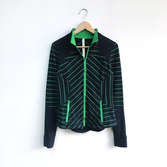 lululemon green striped X5 zip-up jacket - size 6