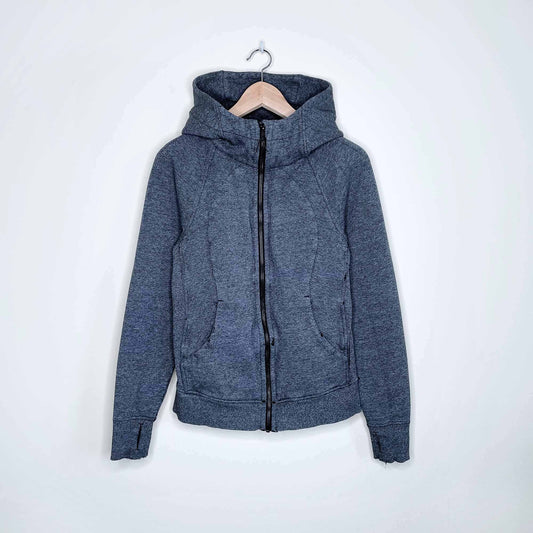lululemon heathered grey scuba hooded sweatshirt - size 4