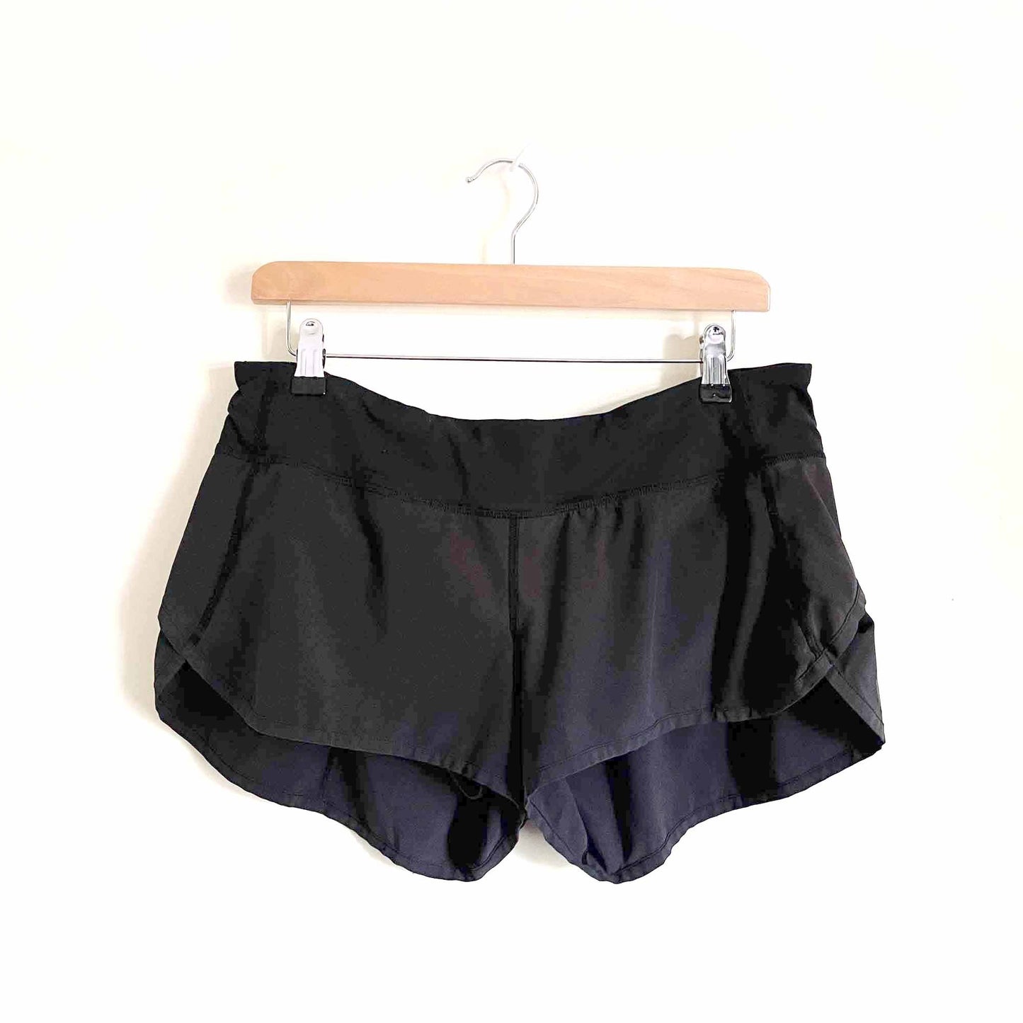 lululemon black drawstring running shorts - size 10
