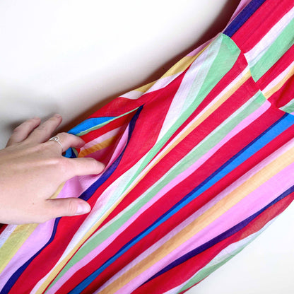 nwt lulus yacht rock multi striped off-shoulder midi dress - size small