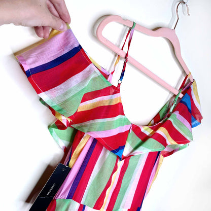 nwt lulus yacht rock multi striped off-shoulder midi dress - size small