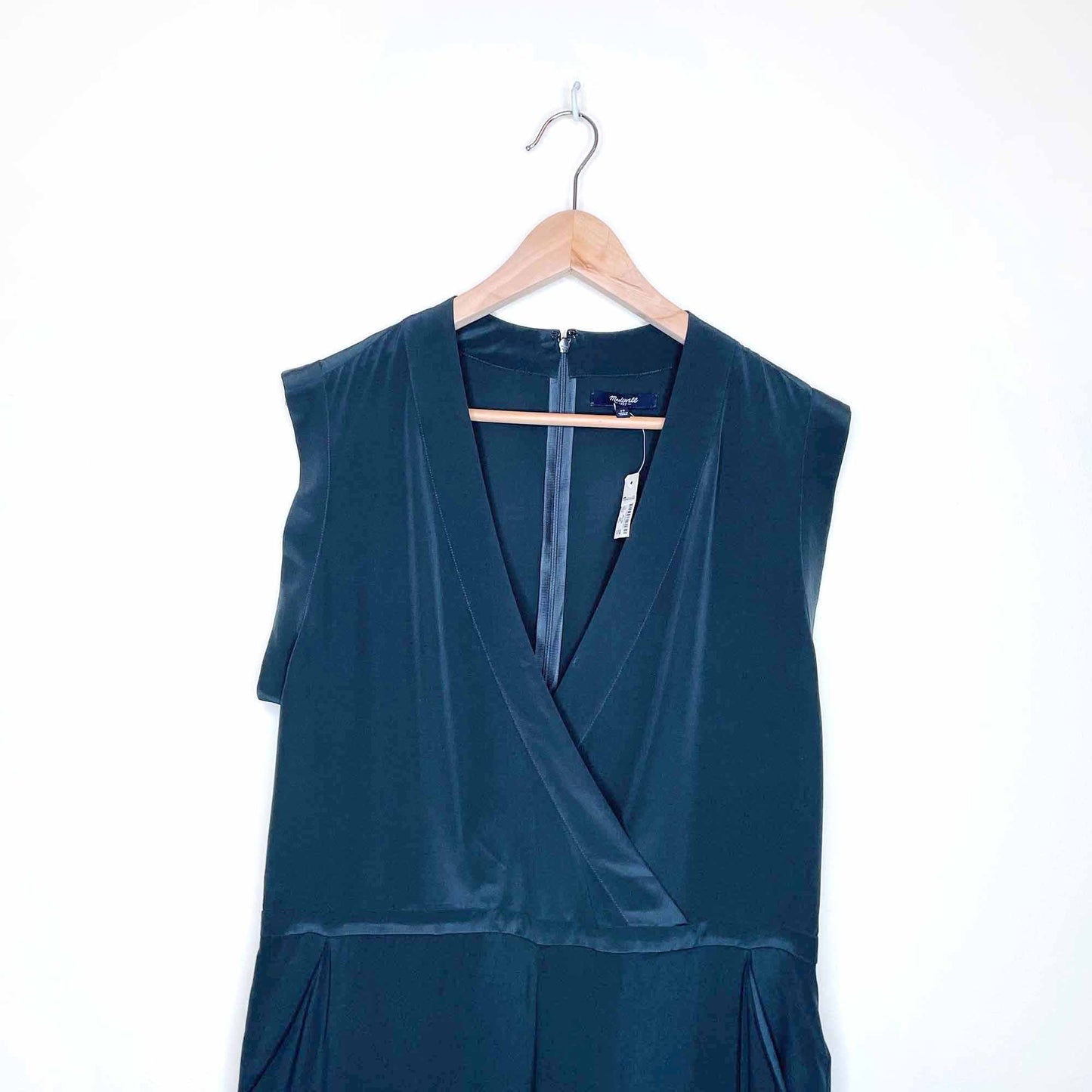 nwt madewell yates silk sleeveless faux wrap jumpsuit - size 12
