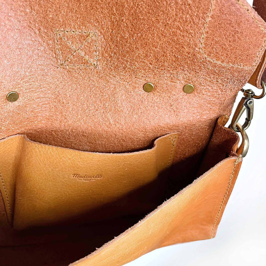 madewell raw leather messenger saddle bag cross body
