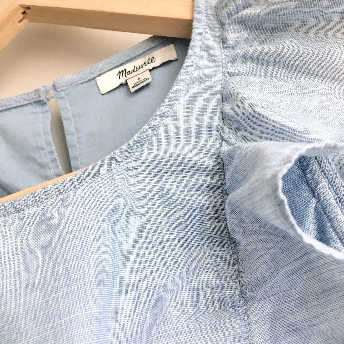 Madewell Bellflower ruffle chambray dress - size 0