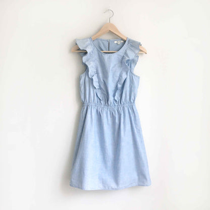 Madewell Bellflower ruffle chambray dress - size 0