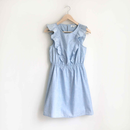 Madewell Bellflower ruffle chambray dress - size 0