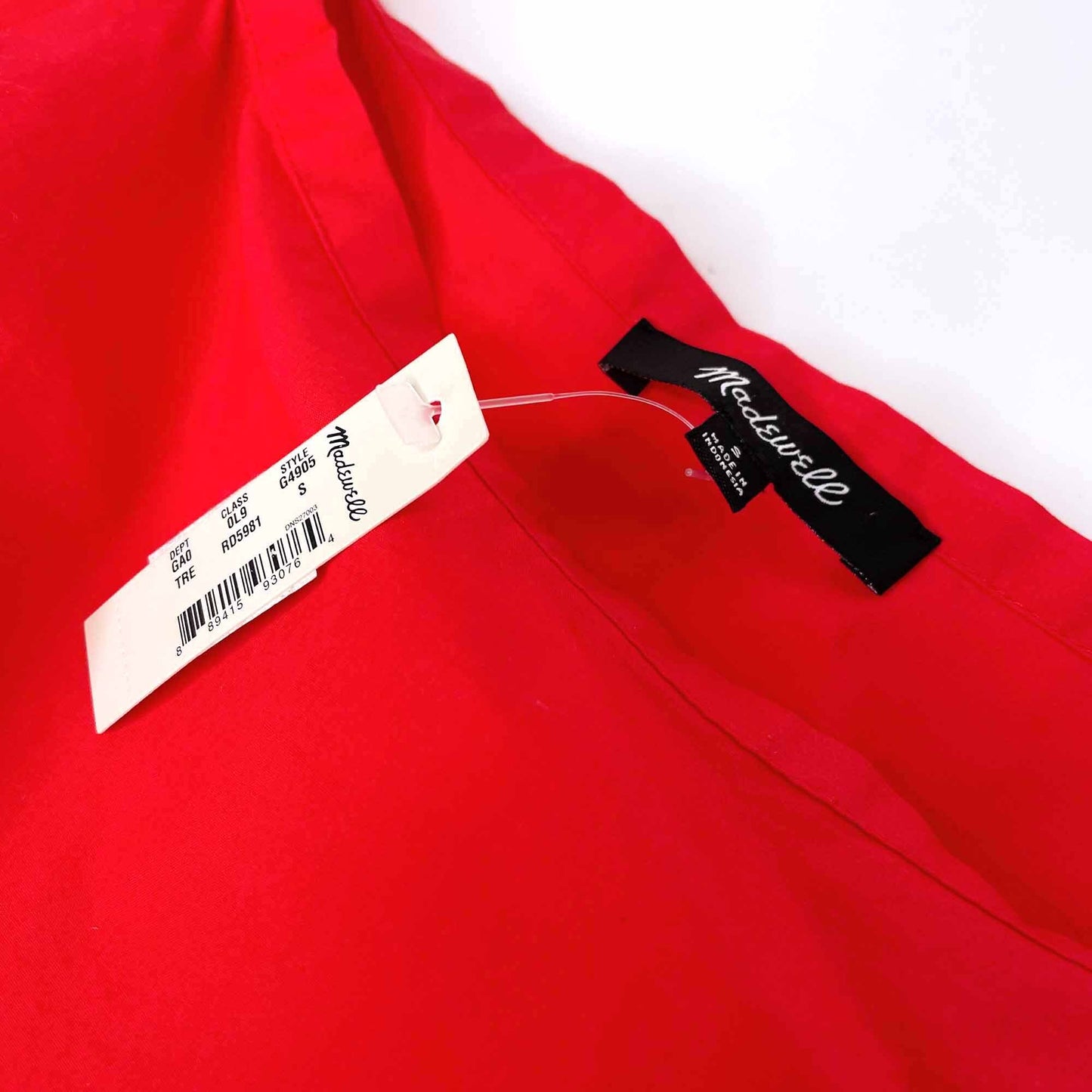 nwt madewell off shoulder crop bubble top in true red - size small