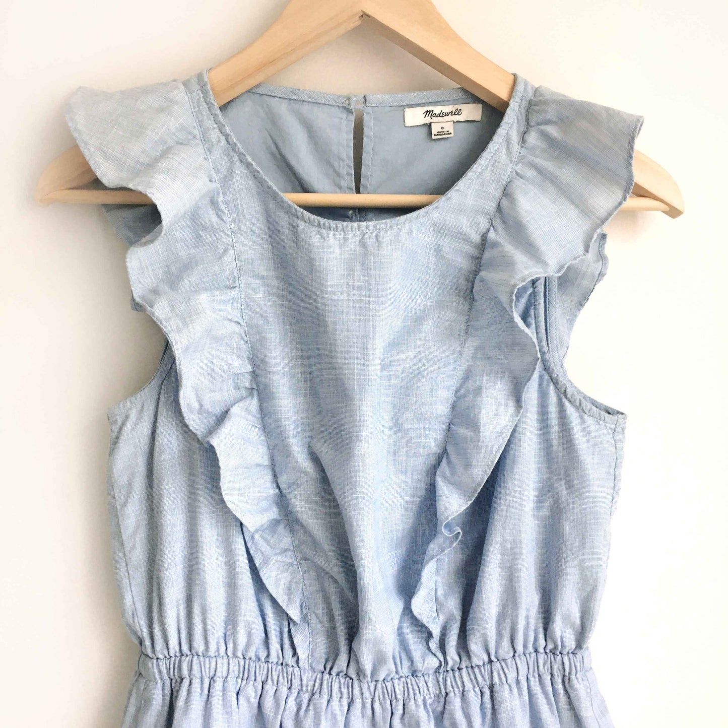Madewell Bellflower ruffle chambray dress - size 0