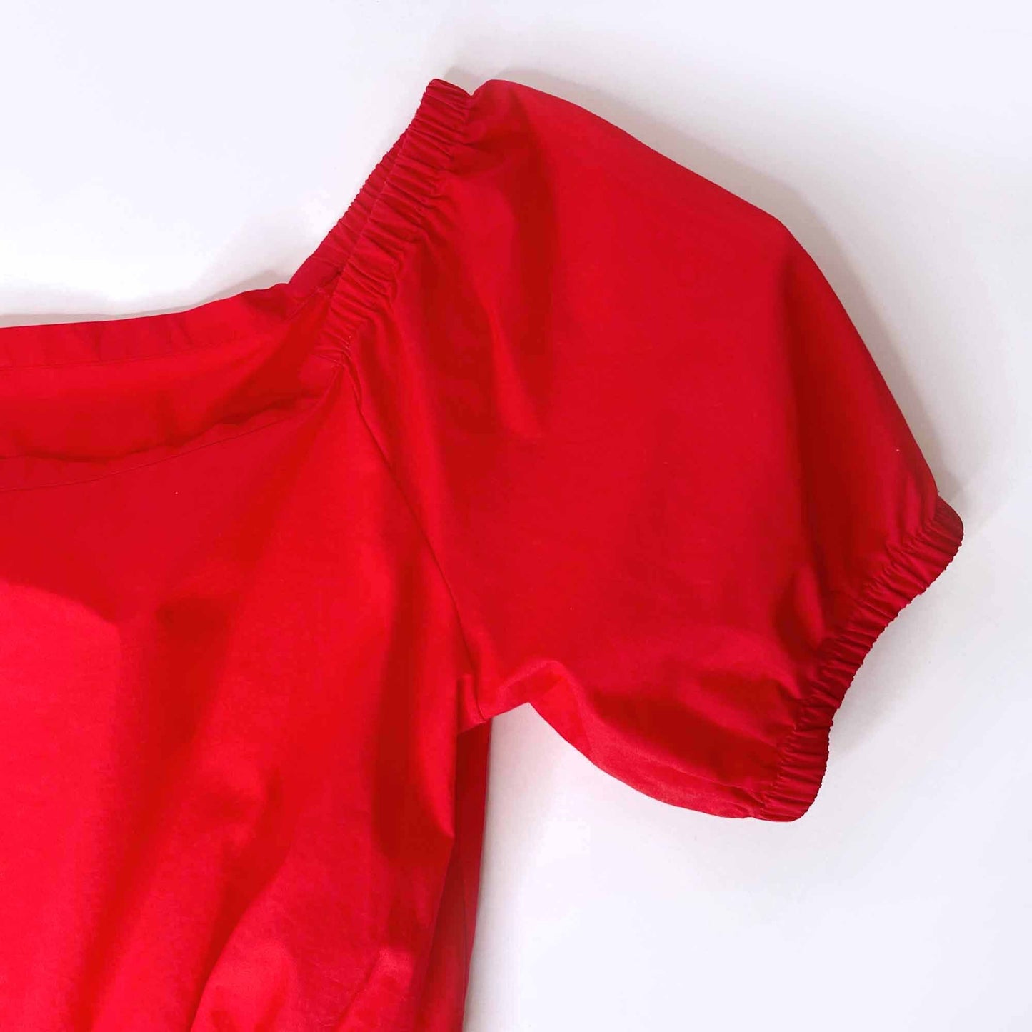 nwt madewell off shoulder crop bubble top in true red - size small