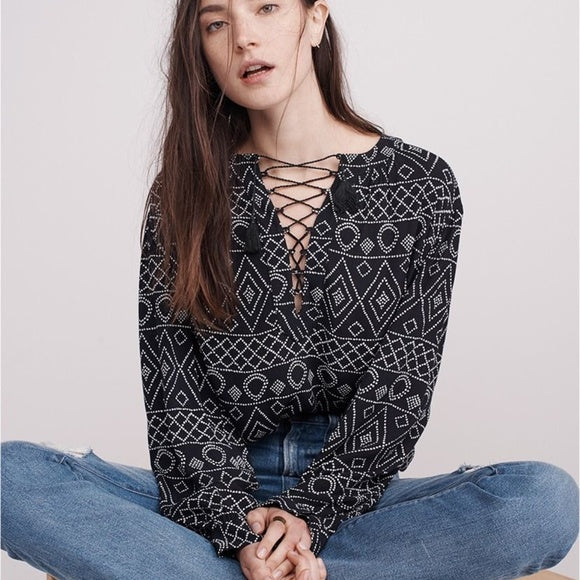 Madewell lace-up Caravan blouse - size Small