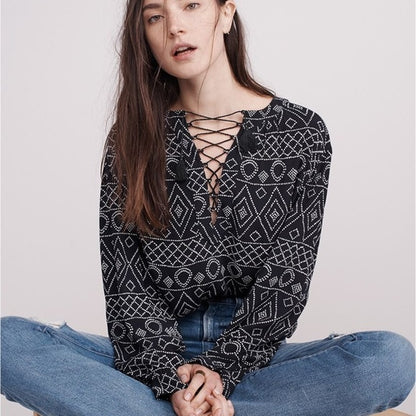 Madewell lace-up Caravan blouse - size Small