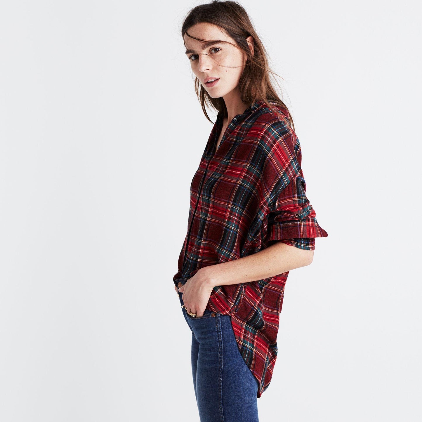 Madewell central buttondown in tartan - size xs