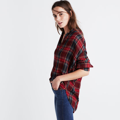 Madewell central buttondown in tartan - size xs