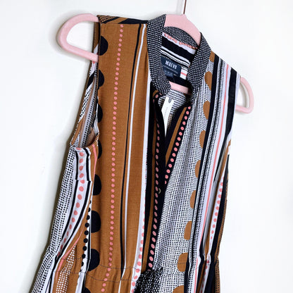 nwt maeve alondra brown motif striped maxi shirt dress - size 2