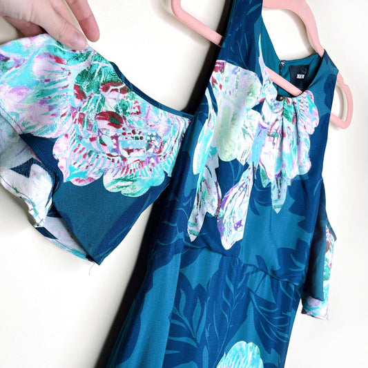 maeve elia cold shoulder floral midi dress - size 4