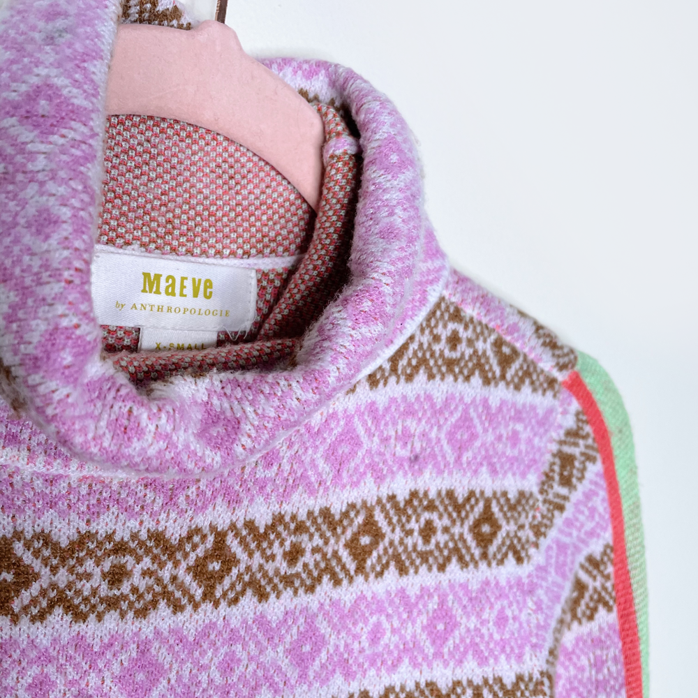 maeve ski slope nordic turtleneck sweater - size xs