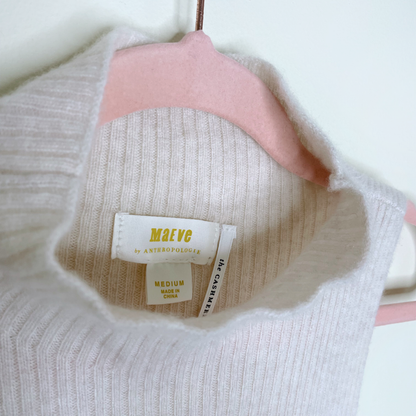 maeve 100% cashmere sleeveless mock neck sweater - size medium