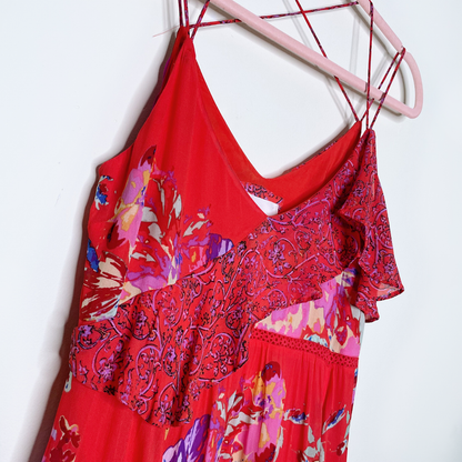 maeve grecia floral ruffle midi dress - size 2