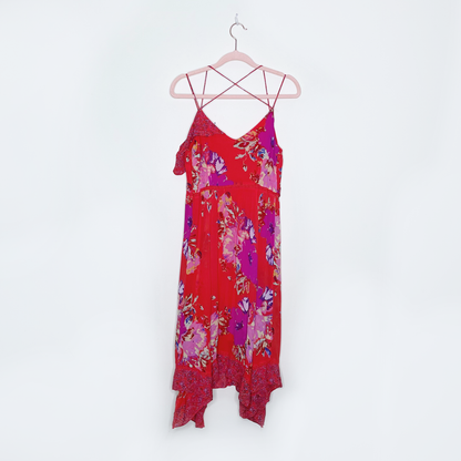 maeve grecia floral ruffle midi dress - size 2