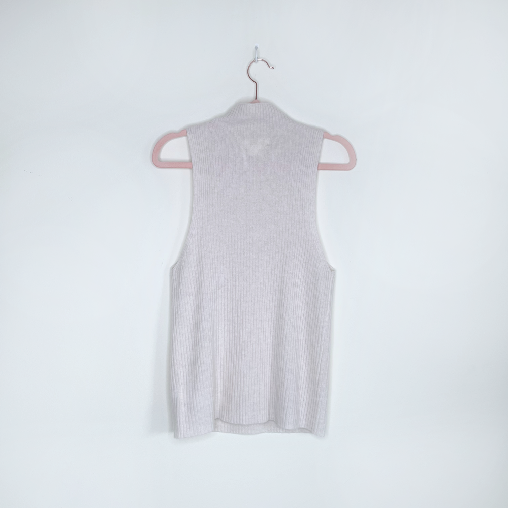 maeve 100% cashmere sleeveless mock neck sweater - size medium
