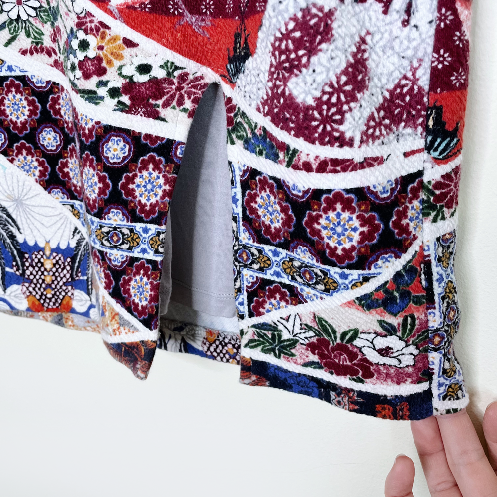 maeve vianna stretch knit asian crane pencil skirt - size medium