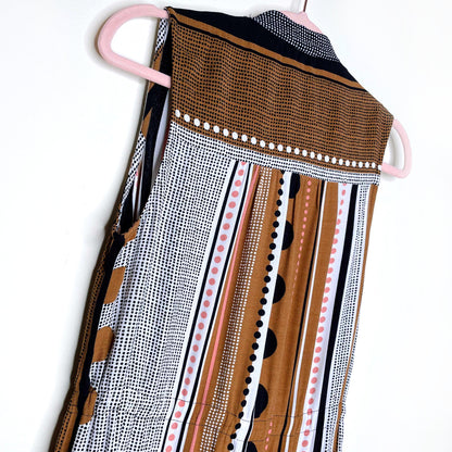 nwt maeve alondra brown motif striped maxi shirt dress - size 2