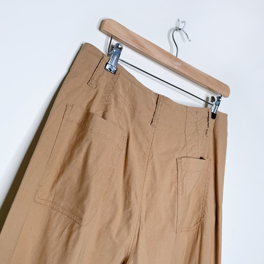 maeve the colette mustard stretch linen wide leg pant - size 32