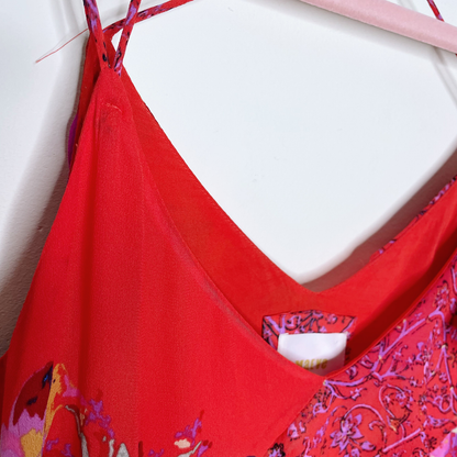 maeve grecia floral ruffle midi dress - size 2