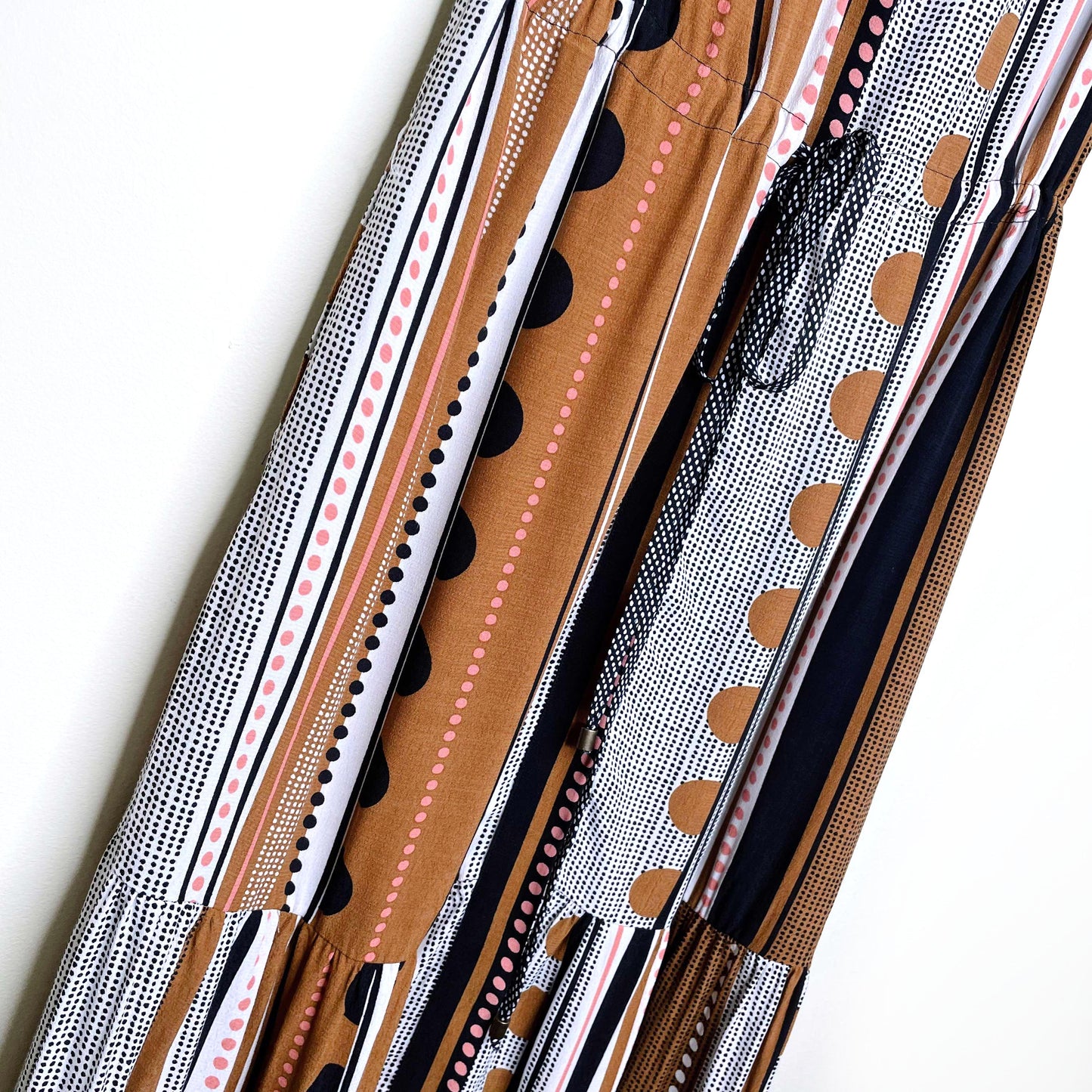 nwt maeve alondra brown motif striped maxi shirt dress - size 2