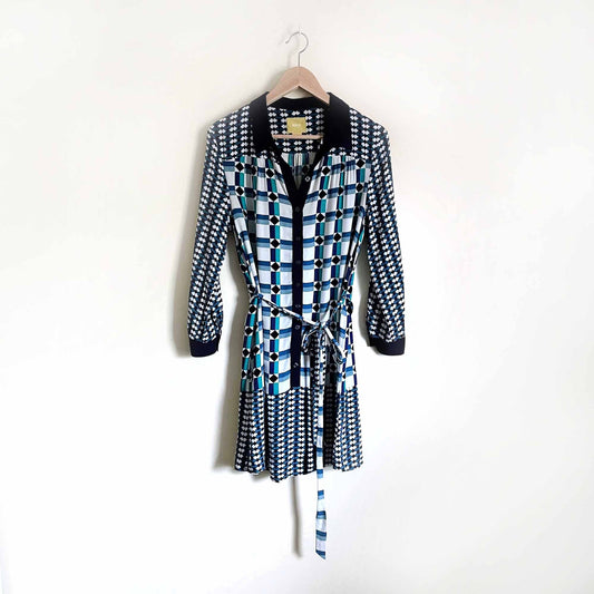 maeve geometric shirt dress with tie waist - size 4