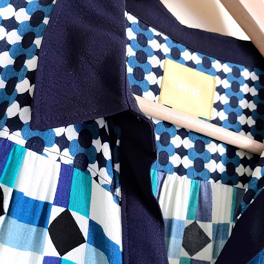 maeve geometric shirt dress with tie waist - size 4