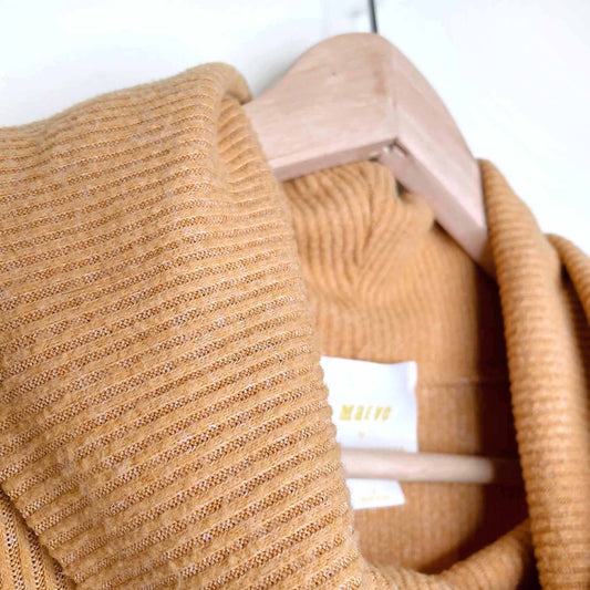 maeve ribbed cowl neck mustard yellow turtleneck - size small