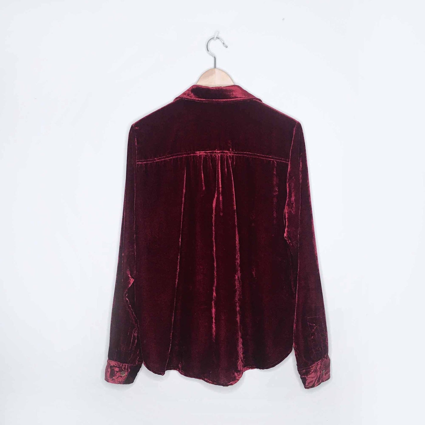 Maeve Anthropologie red velvet button down shirt - size 8